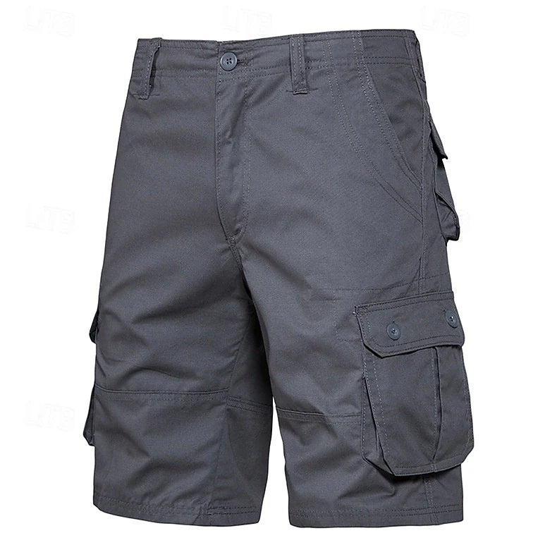 Men's Casual Cargo Shorts Multi Pocket Plain Breathable No-Iron Knee Length Outdoor Daily Running Sports Fashion